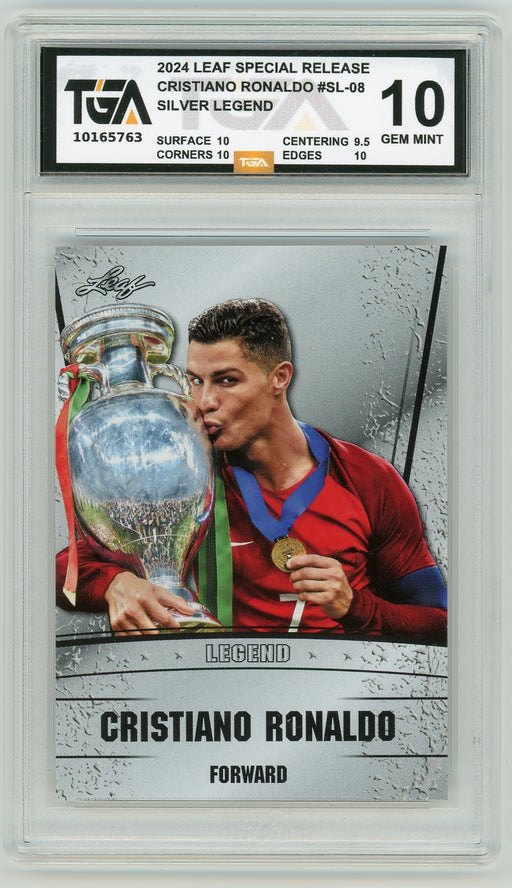 Cristiano Ronaldo #SL-08 2024 Leaf Special Release Silver Legend TGA 10 Gem Mint Graded Card - Pastime Sports & Games