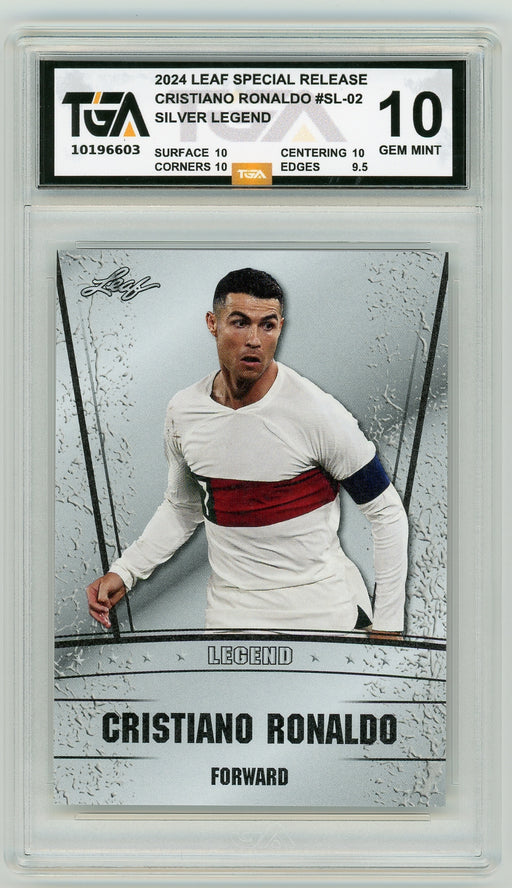 Cristiano Ronaldo #SL-02 2024 Leaf Special Release Silver Legend TGA 10 Gem Mint Graded Card - Pastime Sports & Games