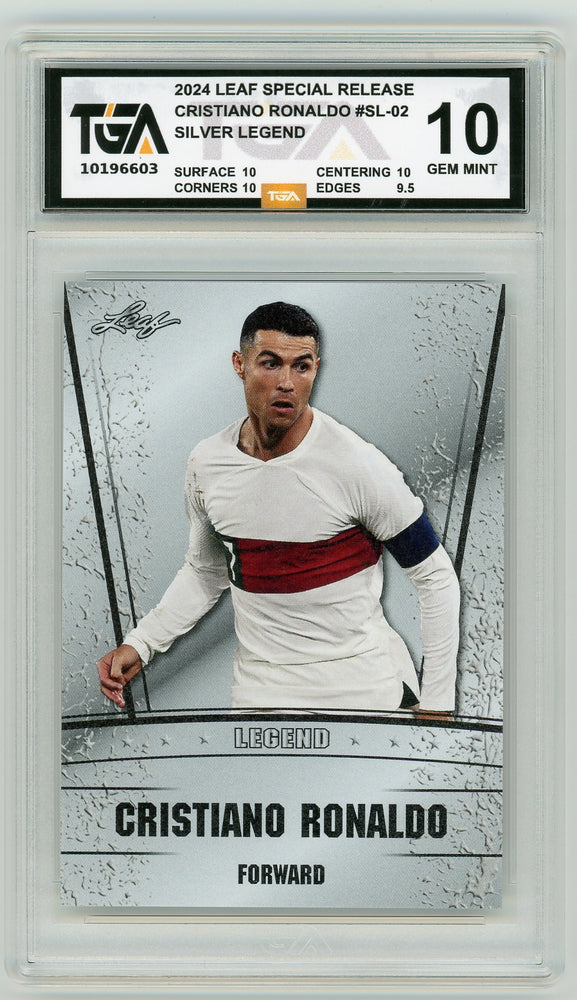 Cristiano Ronaldo #SL-02 2024 Leaf Special Release Silver Legend TGA 10 Gem Mint Graded Card - Pastime Sports & Games