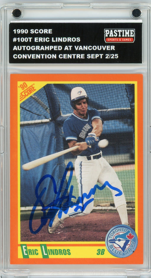 Eric Lindros #100T 1990 Score Autographed Card Encased in Magpro