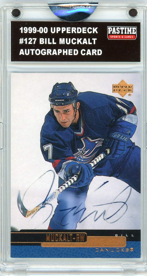 Bill Muckalt #127 1999/00 Upper Deck Hockey Autographed Card Encased in Magpro - Pastime Sports & Games
