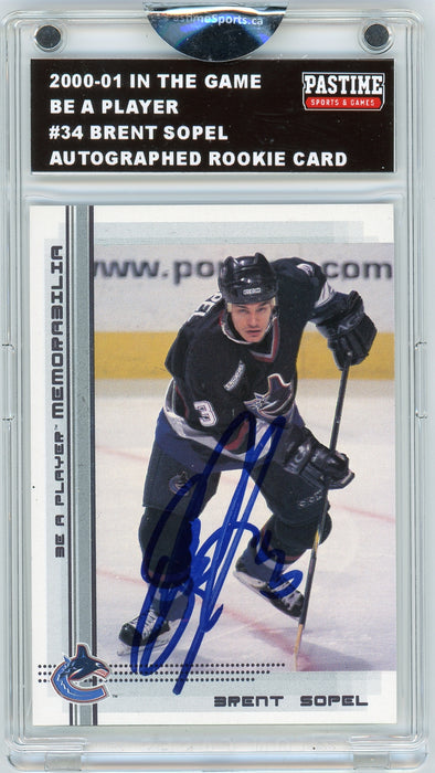 Brent Sopel #34 2000/01 In The Game Be A Player Autographed Card Encased in Magpro - Pastime Sports & Games