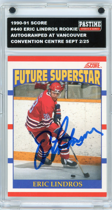 Eric Lindros #440 1990/91 Score Autographed Rookie Card Encased in Magpro
