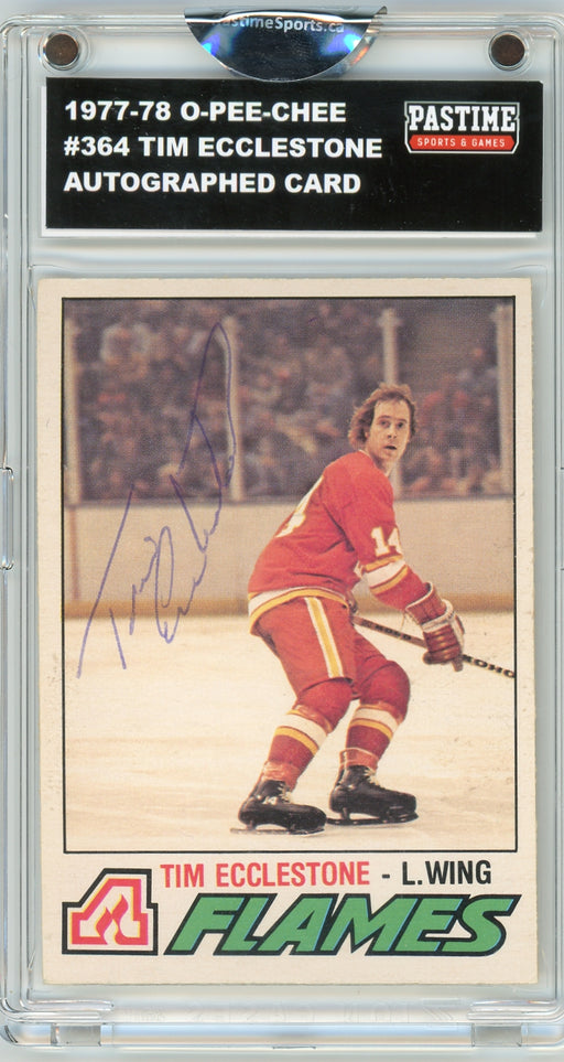 Tim Ecclestone #364 1977/78 O-Pee-Chee Hockey Autographed Card Encased in Magpro