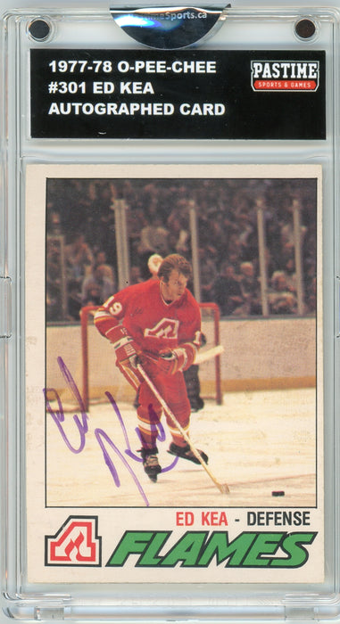 Ed Kea #301 1977/78 O-Pee-Chee Hockey Autographed Card Encased in Magpro