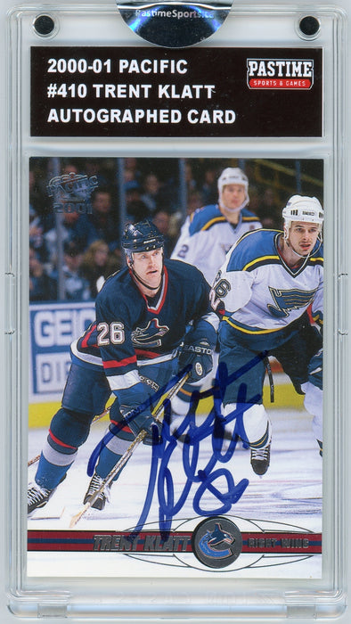 Trent Klatt #410 2000/01 Pacific Autographed Card Encased in Magpro - Pastime Sports & Games