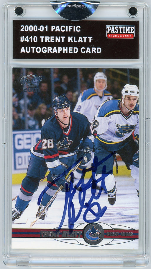 Trent Klatt #410 2000/01 Pacific Autographed Card Encased in Magpro - Pastime Sports & Games