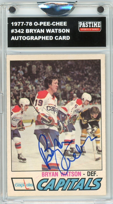 Bryan Watson #342 1977/78 O-Pee-Chee Hockey Autographed Card Encased in Magpro
