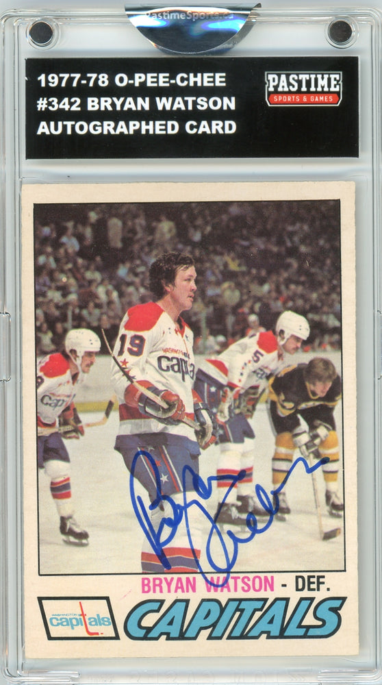 Bryan Watson #342 1977/78 O-Pee-Chee Hockey Autographed Card Encased in Magpro