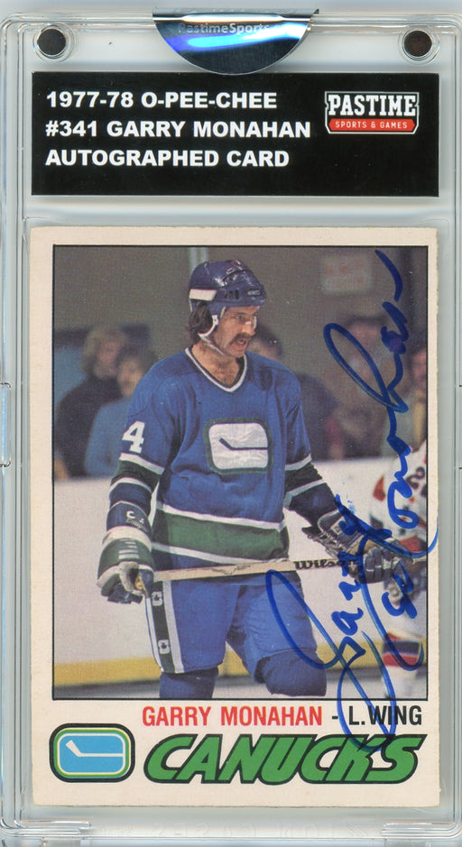 Garry Monahan #341 1977/78 O-Pee-Chee Hockey Autographed Card Encased in Magpro