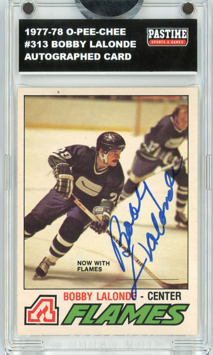 Bobby Lalonde #313 1977/78 O-Pee-Chee Hockey Autographed Card Encased in Magpro
