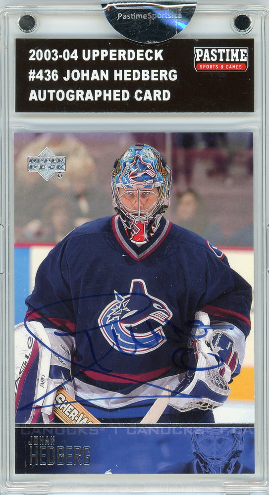 Johan Hedberg #436 2003/04 Upper Deck Autographed Card Encased in Magpro - Pastime Sports & Games