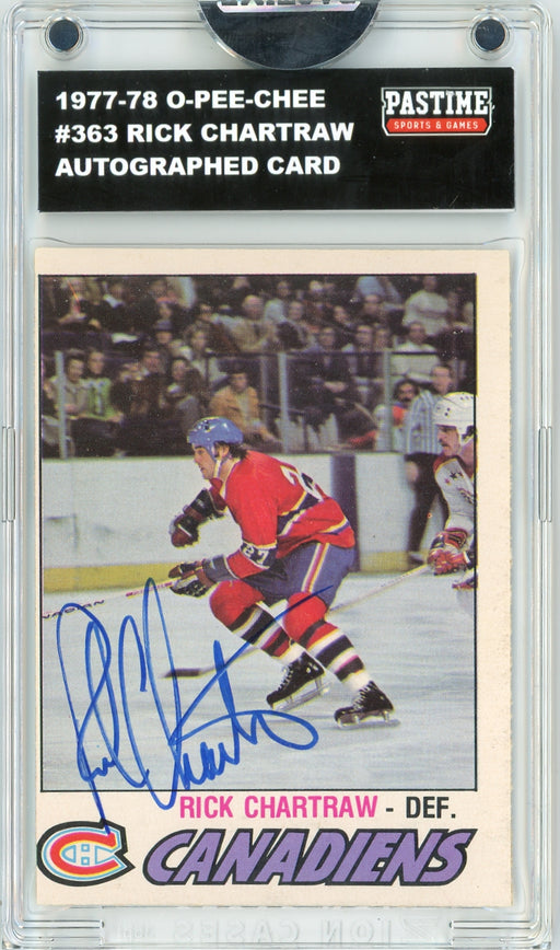 Rick Chartraw #363 1977/78 O-Pee-Chee Hockey Autographed Card Encased in Magpro