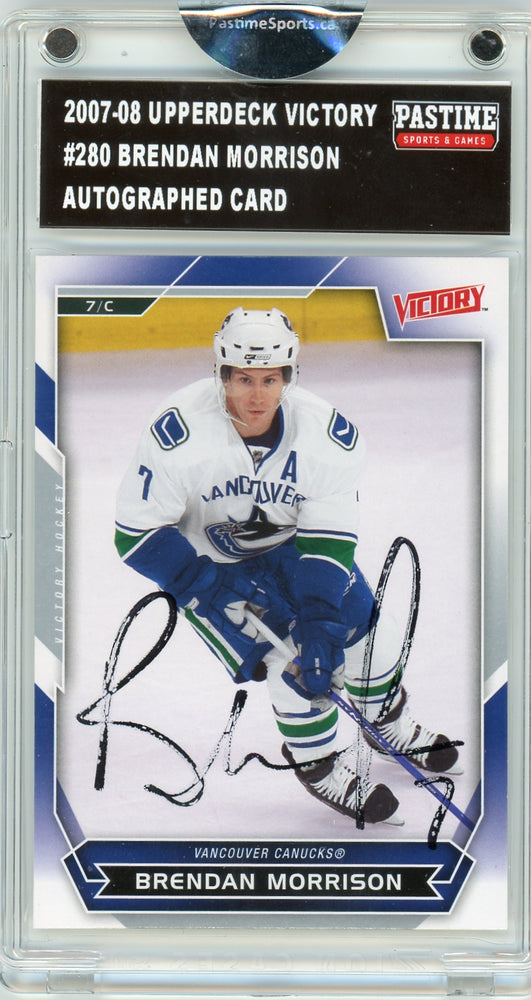 Brendan Morrison #280 2007/08 Upper Deck Victory Autographed Card Encased in Magpro - Pastime Sports & Games