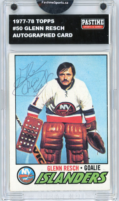 Glenn Resch #50 1977/78 Topps Hockey Autographed Card Encased in Magpro