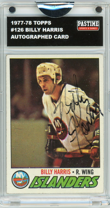Billy Harris #126 1977/78 Topps Hockey Autographed Card Encased in Magpro