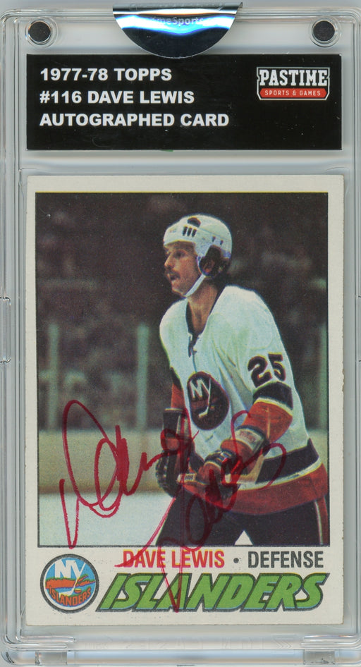 Dave Lewis #116 1977/78 Topps Hockey Autographed Card Encased in Magpro
