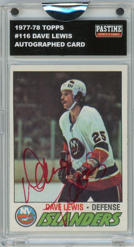 Dave Lewis #116 1977/78 Topps Hockey Autographed Card Encased in Magpro