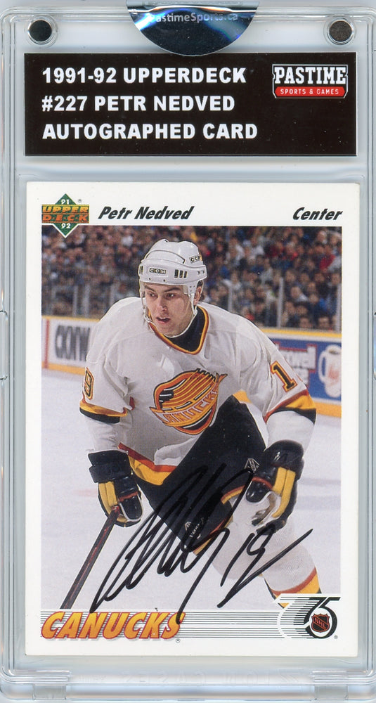 Petr Nedved #227 1991/92 Upper Deck Autographed Card Encased in Magpro - Pastime Sports & Games