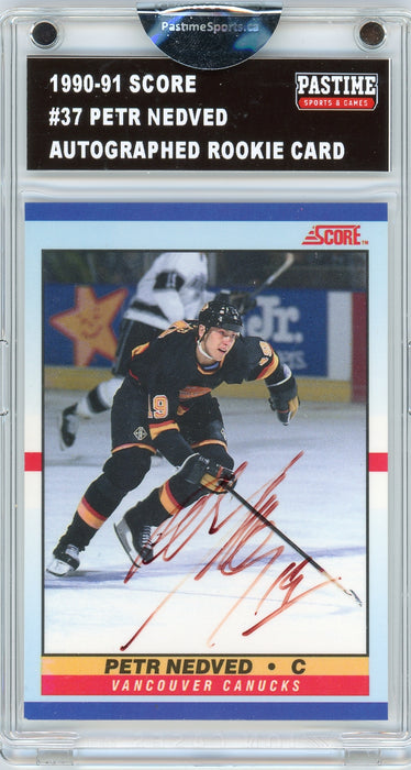 Petr Nedved #37 1990/91 Score Autographed Card Encased in Magpro - Pastime Sports & Games