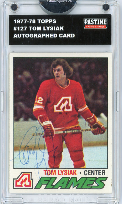 Tom Lysiak #127 1977/78 Topps Hockey Autographed Card Encased in Magpro