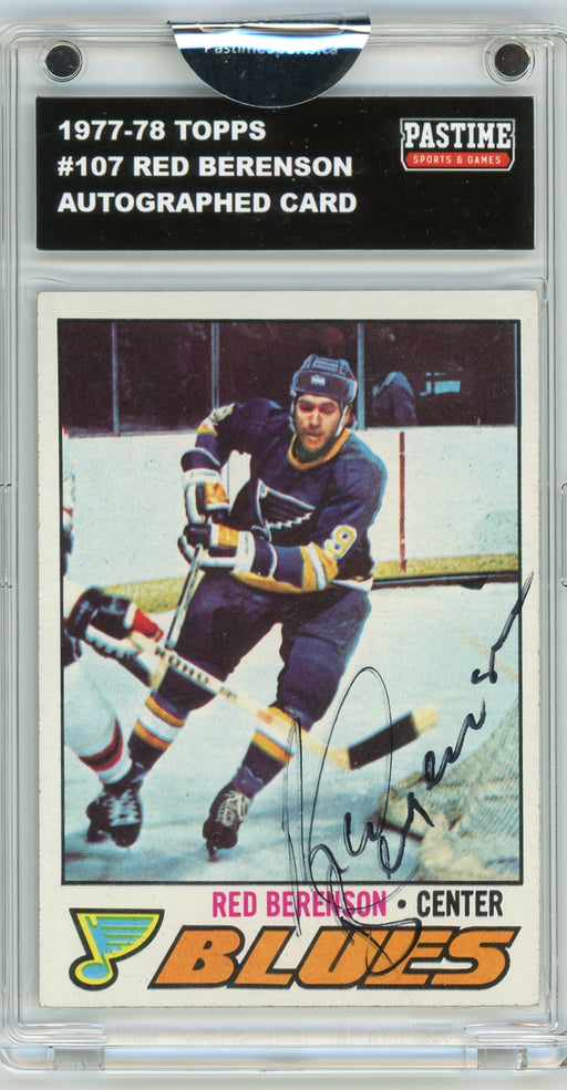 Red Berenson #107 1977/78 Topps Hockey Autographed Card Encased in Magpro