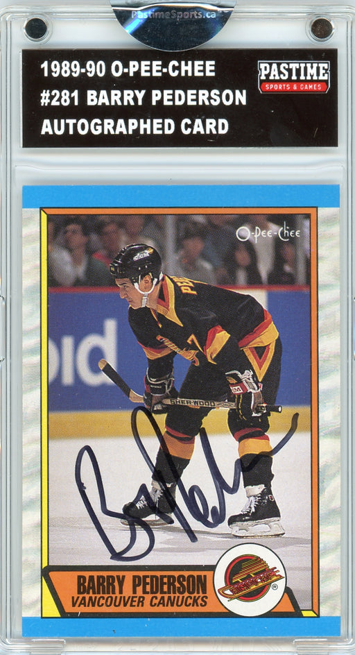 Barry Pederson #281 1989/90 O-Pee-Chee Autographed Card Encased in Magpro - Pastime Sports & Games