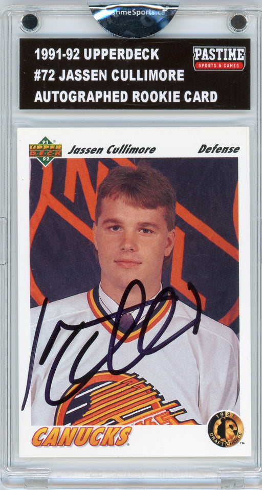 Jassen Cullimore #72 1991/92 Upper Deck Autographed Card Encased in Magpro - Pastime Sports & Games