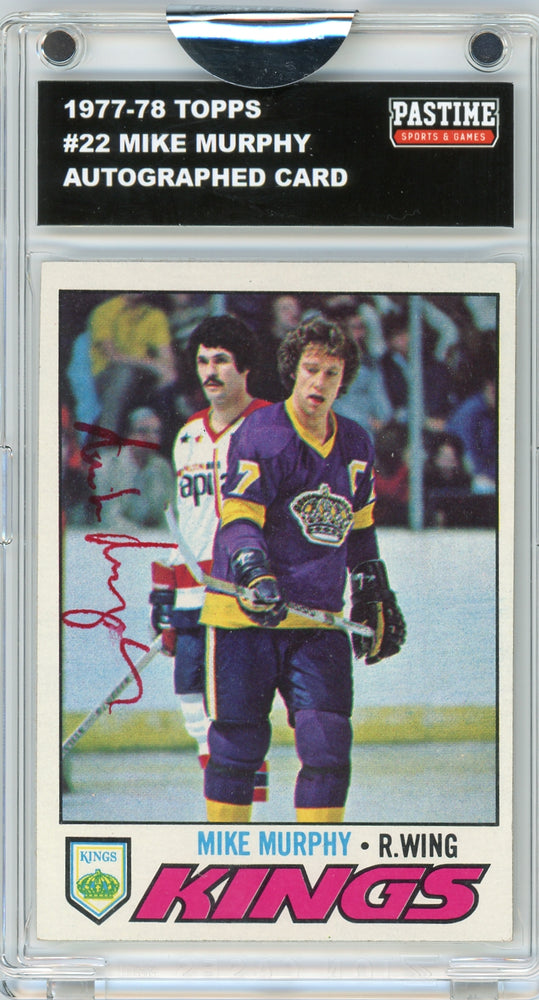 Mike Murphy #22 1977/78 Topps Hockey Autographed Card Encased in Magpro
