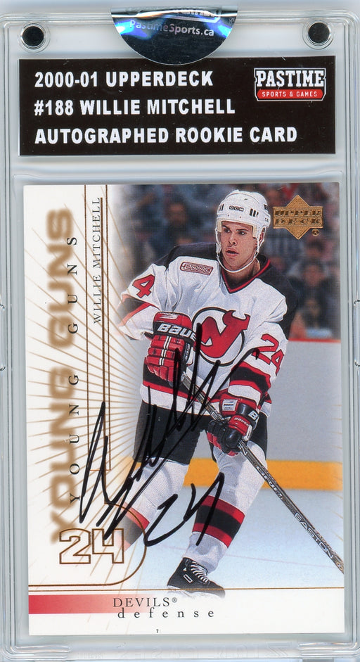 Willie Mitchell #188 2000/01 Upper Deck Autographed Rookie Card Encased in Magpro - Pastime Sports & Games
