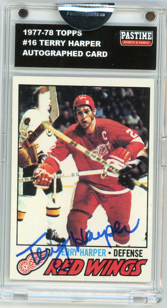 Terry Harper #16 1977/78 Topps Hockey Autographed Card Encased in Magpro