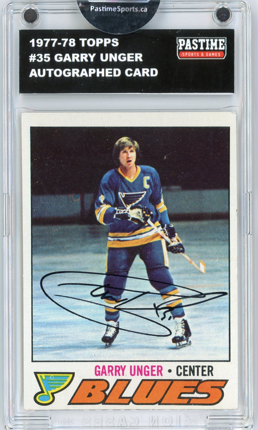 Garry Unger #35 1977/78 Topps Hockey Autographed Card Encased in Magpro