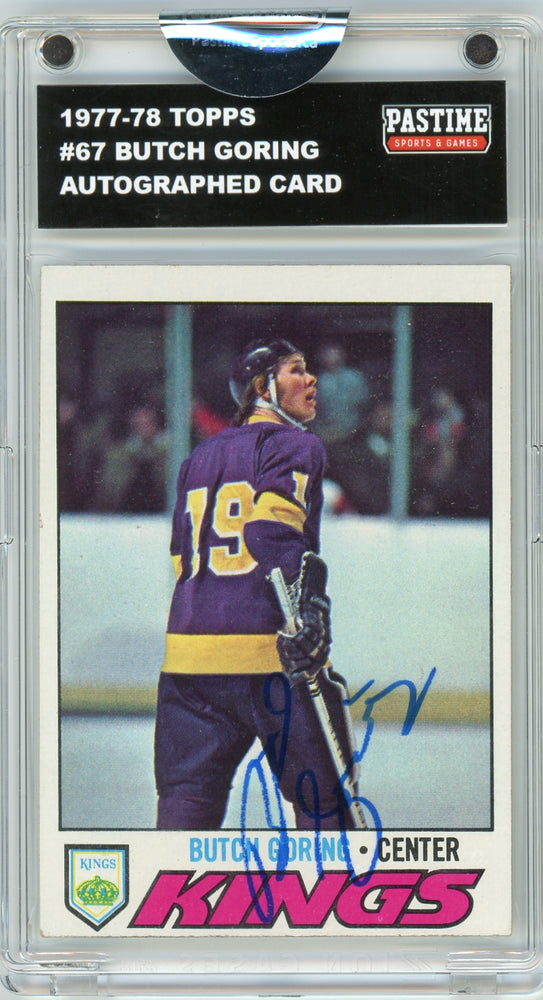 Butch Goring #67 1977/78 Topps Hockey Autographed Card Encased in Magpro