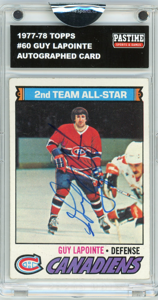 Guy Lapointe #60 1977/78 Topps Hockey Autographed Card Encased in Magpro