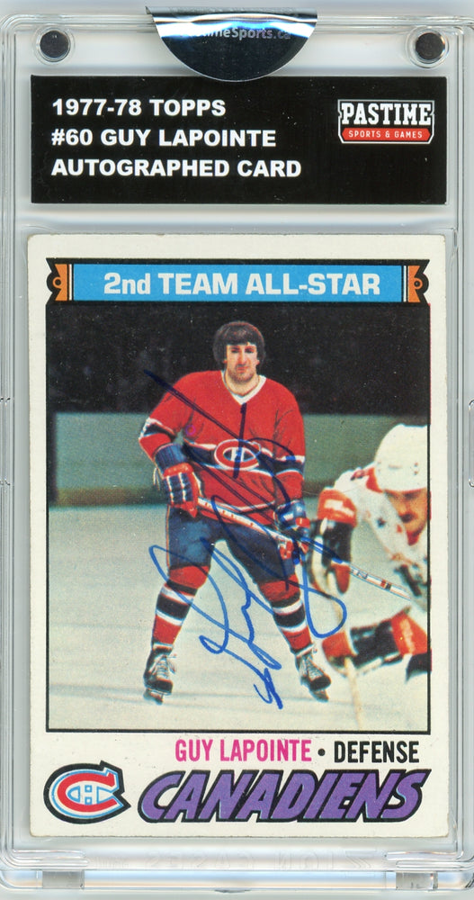Guy Lapointe #60 1977/78 Topps Hockey Autographed Card Encased in Magpro