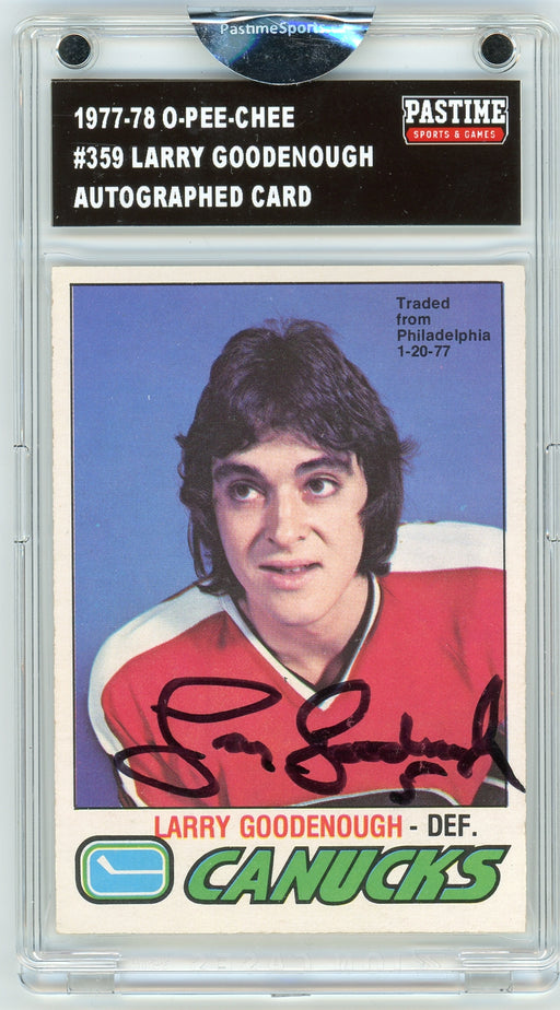 Larry Goodenough #359 1977/78 O-Pee-Chee Hockey Autographed Card Encased in Magpro - Pastime Sports & Games