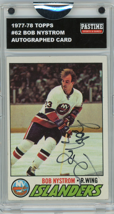 Bob Nystrom #62 1977/78 Topps Hockey Autographed Card Encased in Magpro
