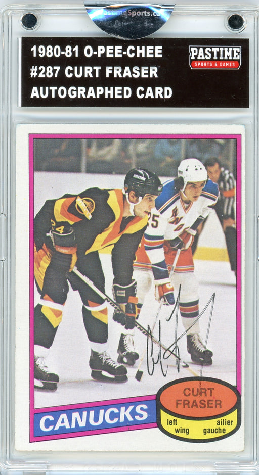 Curt Fraser #287 1980/81 O-Pee-Chee Autographed Card Encased in Magpro - Pastime Sports & Games