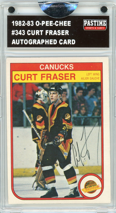 Curt Fraser #343 1982/83 O-Pee-Chee Autographed Card Encased in Magpro - Pastime Sports & Games