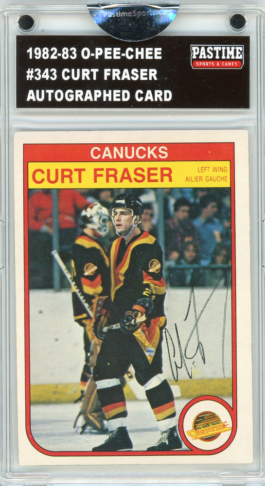 Curt Fraser #343 1982/83 O-Pee-Chee Autographed Card Encased in Magpro - Pastime Sports & Games
