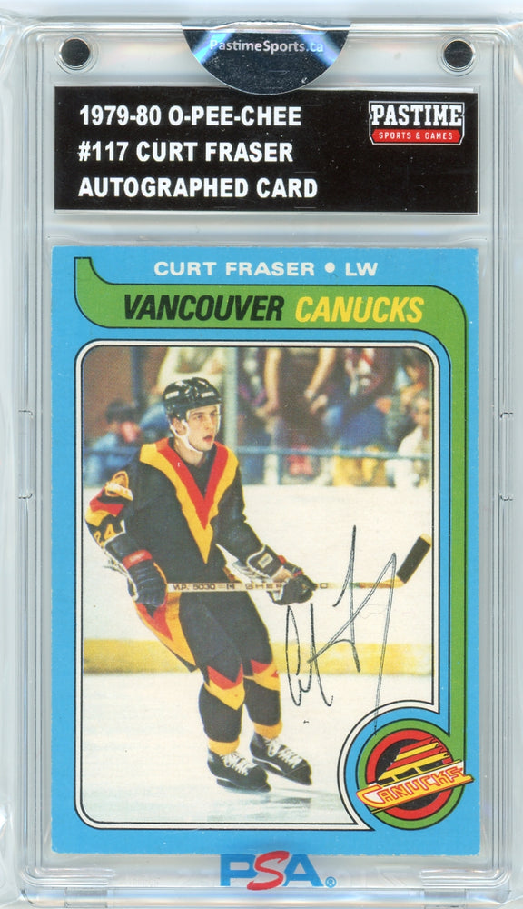 Curt Fraser #117 1979/80 O-Pee-Chee Autographed Card Encased in Magpro - Pastime Sports & Games