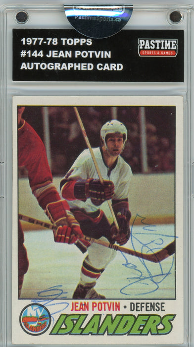 Jean Potvin #144 1977/78 Topps Hockey Autographed Card Encased in Magpro