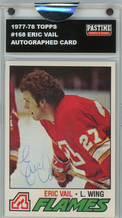 Eric Vail #168 1977/78 Topps Hockey Autographed Card Encased in Magpro