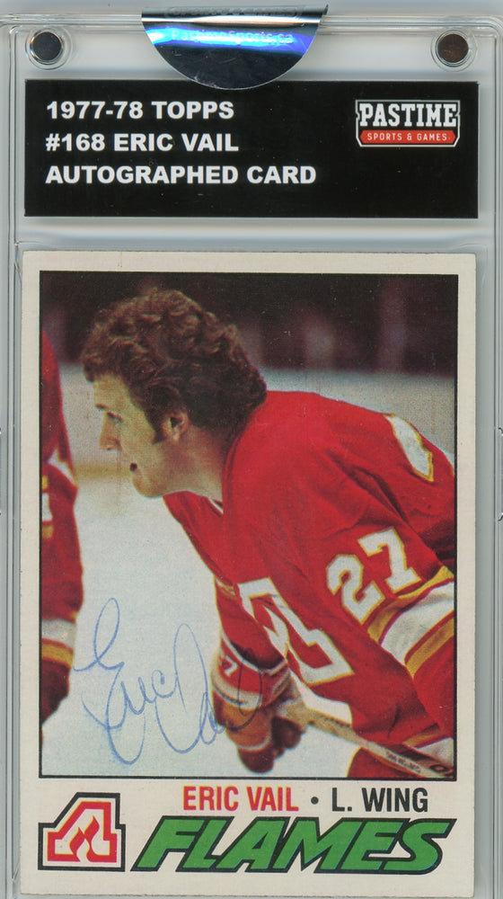 Eric Vail #168 1977/78 Topps Hockey Autographed Card Encased in Magpro