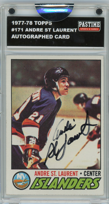 Andre St. Laurent #171 1977/78 Topps Hockey Autographed Card Encased in Magpro