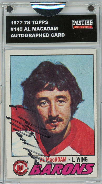 Al MacAdam #149 1977/78 Topps Hockey Autographed Card Encased in Magpro