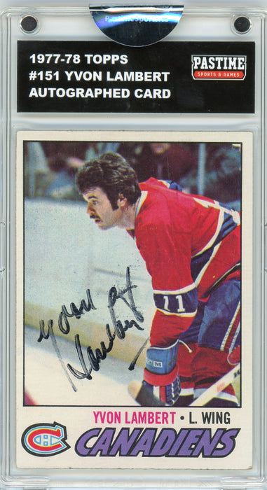 Yvon Lambert #151 1977/78 Topps Hockey Autographed Card Encased in Magpro