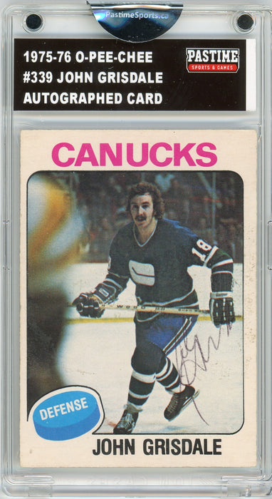 John Grisdale #339 1975/76 O-Pee-Chee Hockey Autographed Card Encased in Magpro - Pastime Sports & Games