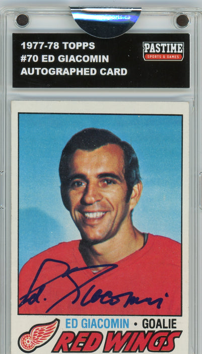 Ed Giacomin #70 1977/78 Topps Hockey Autographed Card Encased in Magpro