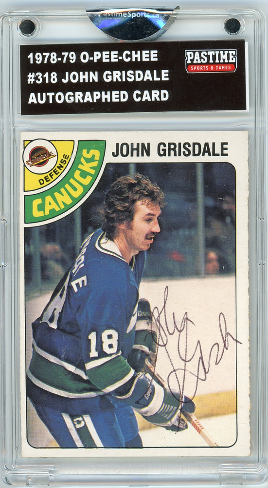 John Grisdale #318 1978/79 O-Pee-Chee Hockey Autographed Card Encased in Magpro - Pastime Sports & Games